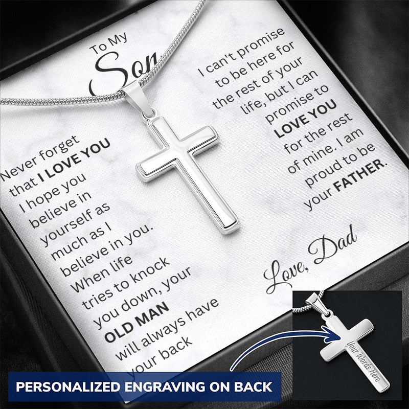 My Son | Belive In Yourself - Personalized Stainless CrossWear your faith proudly with this Personalized Cross Necklace. Perfect for special occasions or everyday wear, our Personalized Cross Necklace is a wonderful gift idJewelryShineOn FulfillmentThe Everlasting Gift