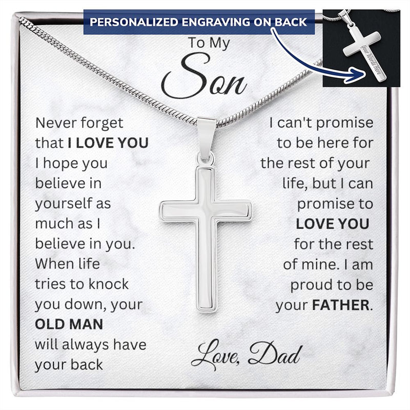 My Son | Belive In Yourself - Personalized Stainless CrossWear your faith proudly with this Personalized Cross Necklace. Perfect for special occasions or everyday wear, our Personalized Cross Necklace is a wonderful gift idJewelryShineOn FulfillmentThe Everlasting Gift