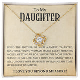 My Daughter | Being The Mother - Love Knot NecklaceImagine her reaction receiving this beautiful Love Knot Necklace. Representing an unbreakable bond between two souls, this piece features a beautiful pendant embelliJewelryShineOn FulfillmentThe Everlasting Gift