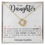My Daughter | Like A Lovely Flower - Love Knot NecklaceImagine her reaction receiving this beautiful Love Knot Necklace. Representing an unbreakable bond between two souls, this piece features a beautiful pendant embelliJewelryShineOn FulfillmentThe Everlasting Gift