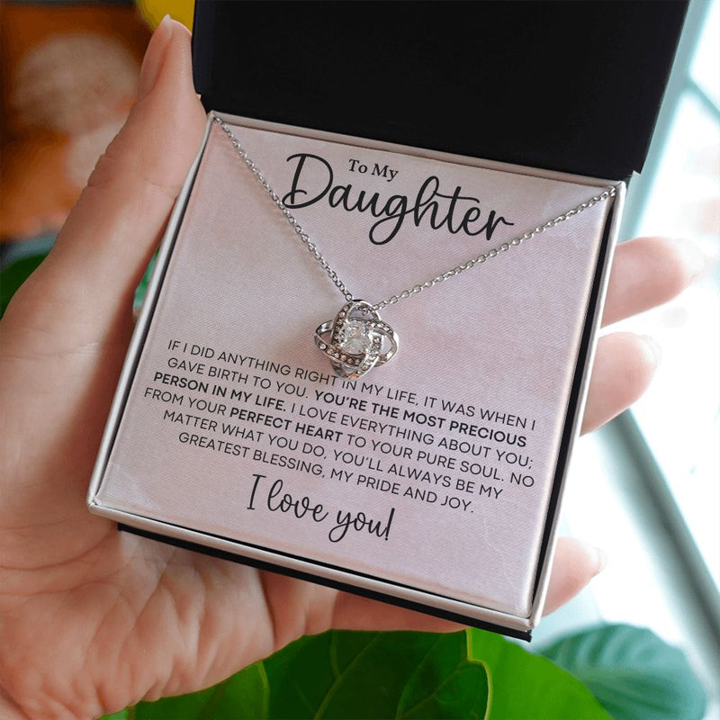 My Daughter | If I Did Anything Right - Love Knot NecklaceImagine her reaction receiving this beautiful Love Knot Necklace. Representing an unbreakable bond between two souls, this piece features a beautiful pendant embelliJewelryShineOn FulfillmentThe Everlasting Gift