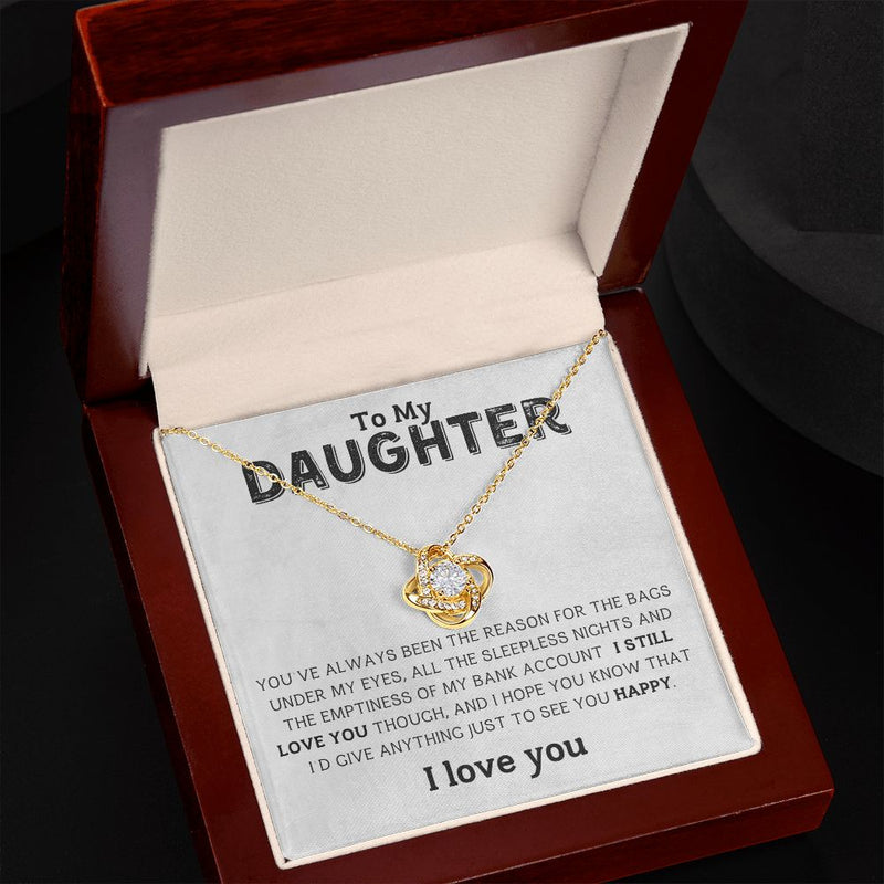 My Daughter | Always Been The Reason - Love Knot NecklaceImagine her reaction receiving this beautiful Love Knot Necklace. Representing an unbreakable bond between two souls, this piece features a beautiful pendant embelliJewelryShineOn FulfillmentThe Everlasting Gift