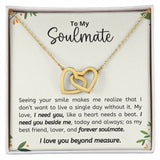 My Soulmate | Seeing Your Smile - Interlocking Hearts Necklace  Give her the gift that symbolizes your never-ending love. Featuring two lovely hearts embellished with cubic zirconia crystals, this Interlocking Hearts necklace iJewelryShineOn FulfillmentThe Everlasting Gift