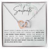 My Soulmate | What Does It Mean - Interlocking Hearts Necklace  Give her the gift that symbolizes your never-ending love. Featuring two lovely hearts embellished with cubic zirconia crystals, this Interlocking Hearts necklace iJewelryShineOn FulfillmentThe Everlasting Gift