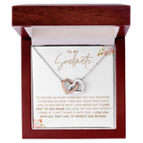 My Soulmate | Rather Go - Interlocking Hearts Necklace  Give her the gift that symbolizes your never-ending love. Featuring two lovely hearts embellished with cubic zirconia crystals, this Interlocking Hearts necklace iJewelryShineOn FulfillmentThe Everlasting Gift
