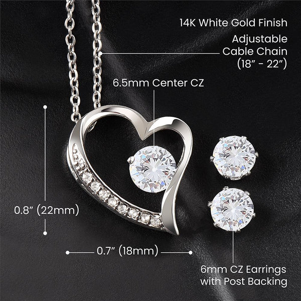 My Wife | I Married You - Forever Love Necklace + Clear CZ EarringsGive your loved one a gift that will make their heart swell! The Forever Love Necklace and Cubic Zirconia Earring Set is sure to do the trick. This necklace and earrJewelryShineOn FulfillmentThe Everlasting Gift